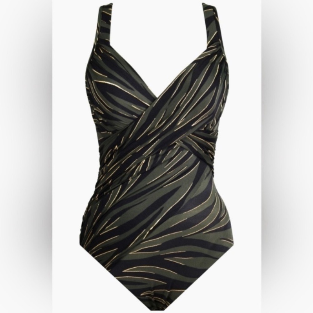 New! Miraclesuit Seabra Revele One Piece Swimsuit green 24448 - Picture 4 of 12